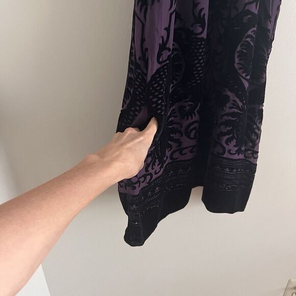 Vintage Max Studio Silk Burnout Velvet Mini Dress L Purple Whimsigoth Fairy - Picture 10 of 11
